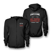 Thumbnail for This is What an Awesome Air Traffic Controller Look Like aviation design on soft cotton blend zipped hoodie.