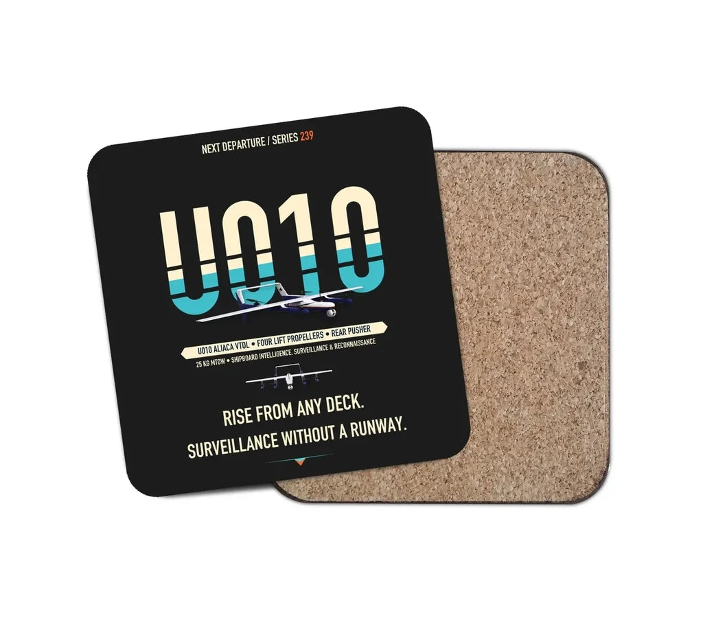 Airbus U010 Aliaca VTOL design on black 1 piece coaster