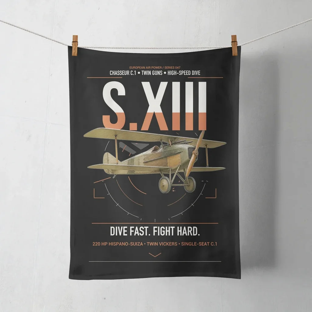 SPAD S.XIII C.1 design on black towel