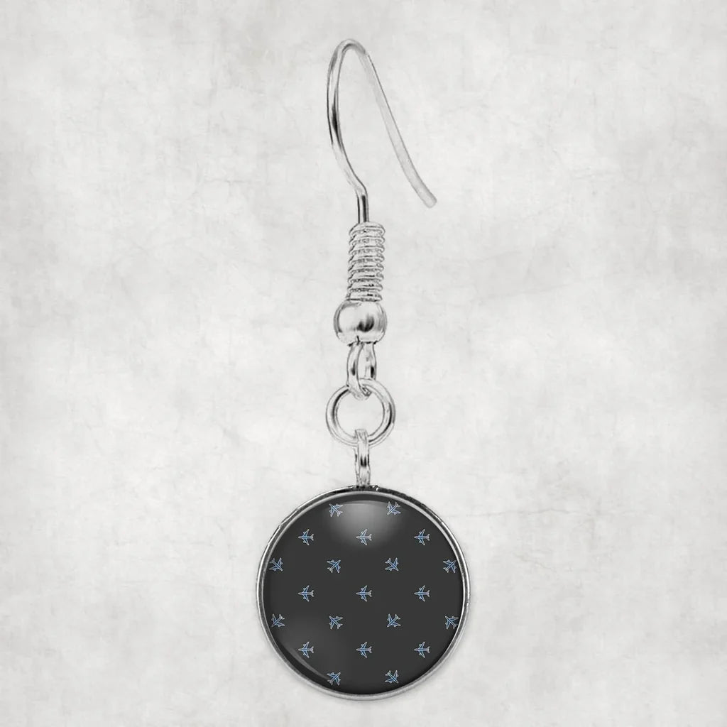Nice Airplanes (Gray) aviation earrings, hypoallergenic alloy body with engraved detail.
