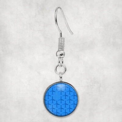 Side view of Blue Seamless Airplanes aviation earrings in hypoallergenic alloy, polished finish.