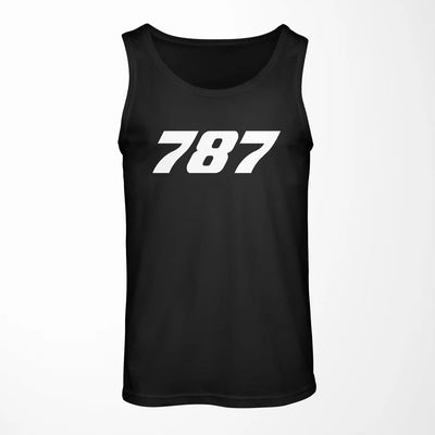 Boeing 787 Flat Text aviation design on breathable cotton tank top.