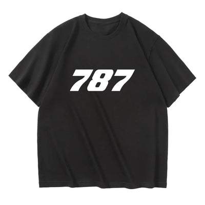 Boeing 787 Flat Text aviation design printed on soft cotton relax-fit T-shirt.