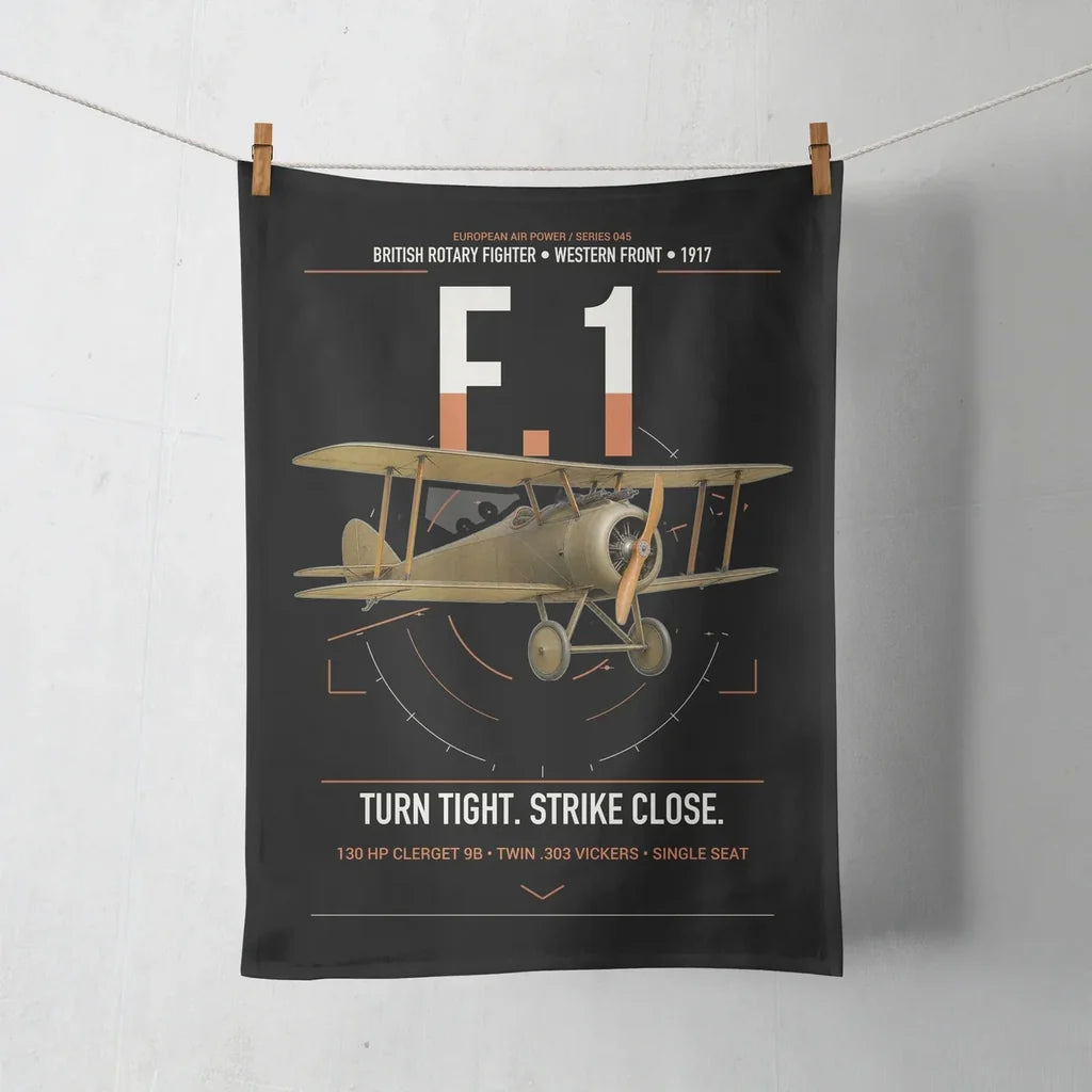 Sopwith Camel F.1 design on black towel