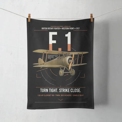 Sopwith Camel F.1 design on black towel