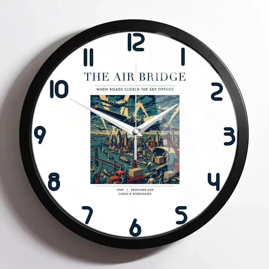 VINTAGE G4099 - The Air Bridge - Designed Wall Clocks design on white framed