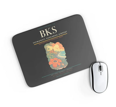 Fatmawati Soekarno Airport (BKS) design on black rectangle mouse pad