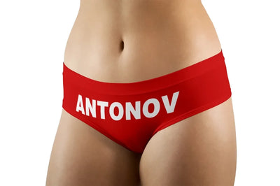 Antonov & Text aviation design on soft cotton blend women's panties.