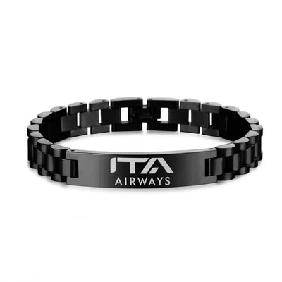 ITA Airways ITARROW Airlines aviation-themed chain bracelet, polished stainless steel.