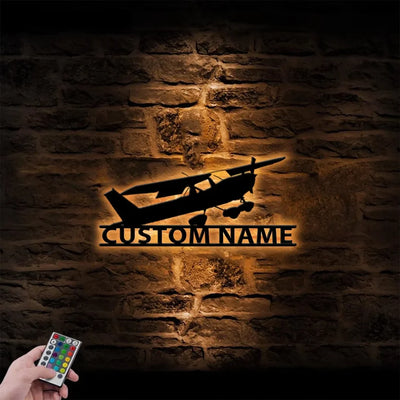 The Cessna 152 aviation design on durable metal with LED metal wall art.