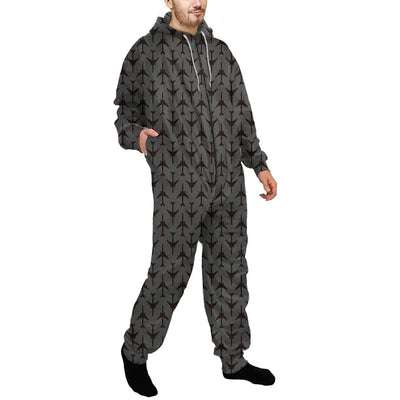 Perfectly Sized Seamless Airplanes Gray Jumpsuit for Men & Women aviation design on soft cotton blend jumpsuit.