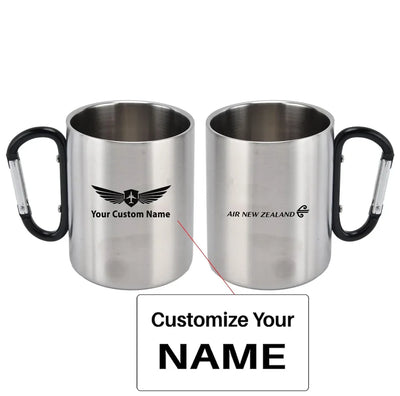 Air New Zealand Airlines aviation design on outdoor mug, durable insulated construction.