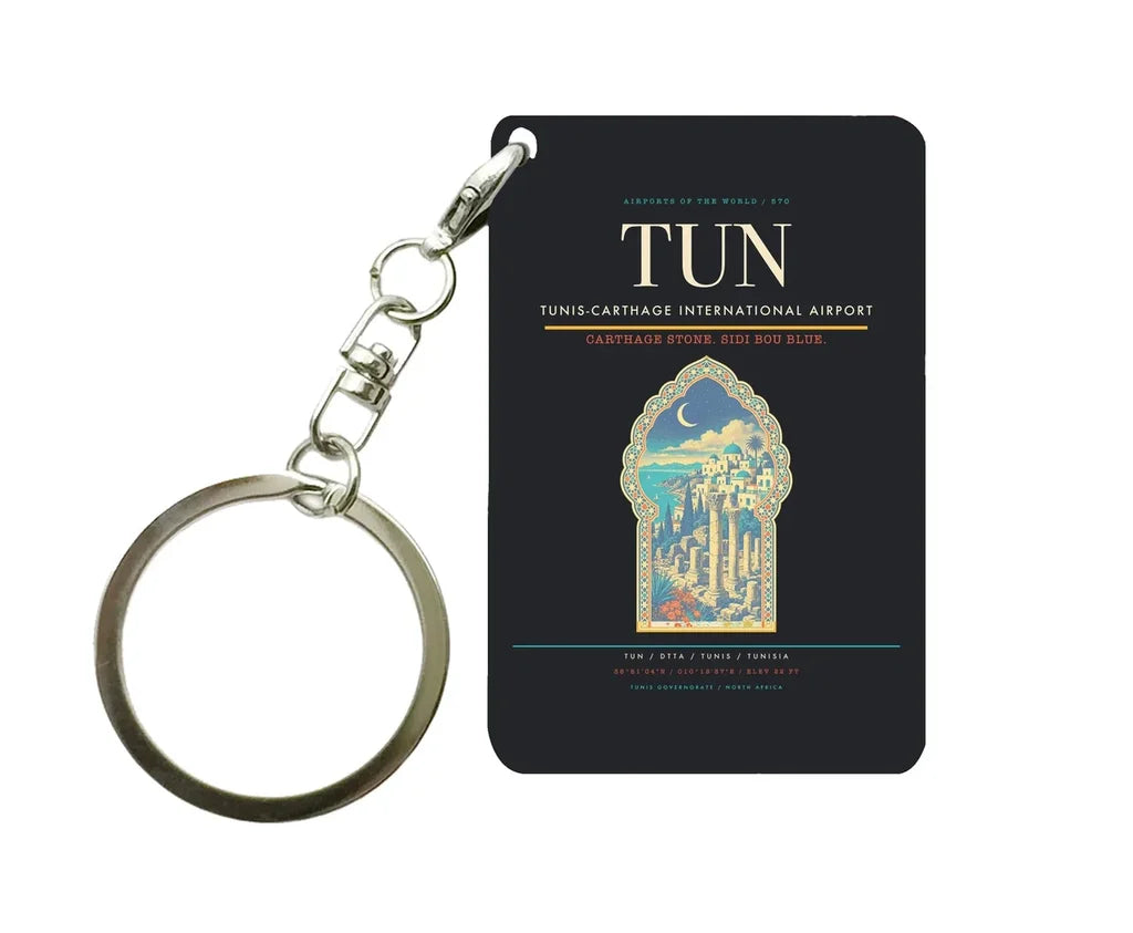 Tunis-Carthage International Airport TUN Key Chain design on black key chain