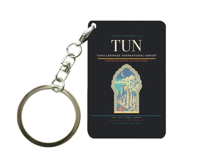 Tunis-Carthage International Airport TUN Key Chain design on black key chain
