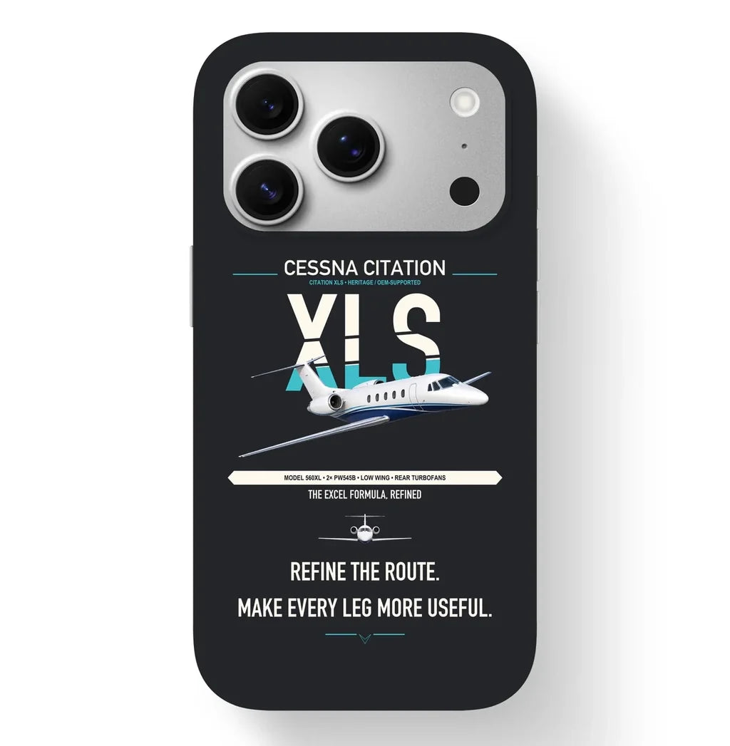 Cessna Citation XLS design on black magsafe iphone case, for iPhone 17 Pro