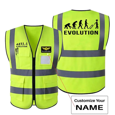 Pilot Evolution aviation design printed on high-visibility reflective fabric reflective vest.