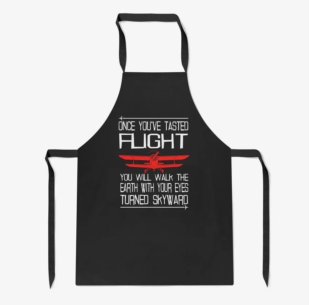 Once You've Tasted Flight aviation design on durable cotton blend kitchen apron.
