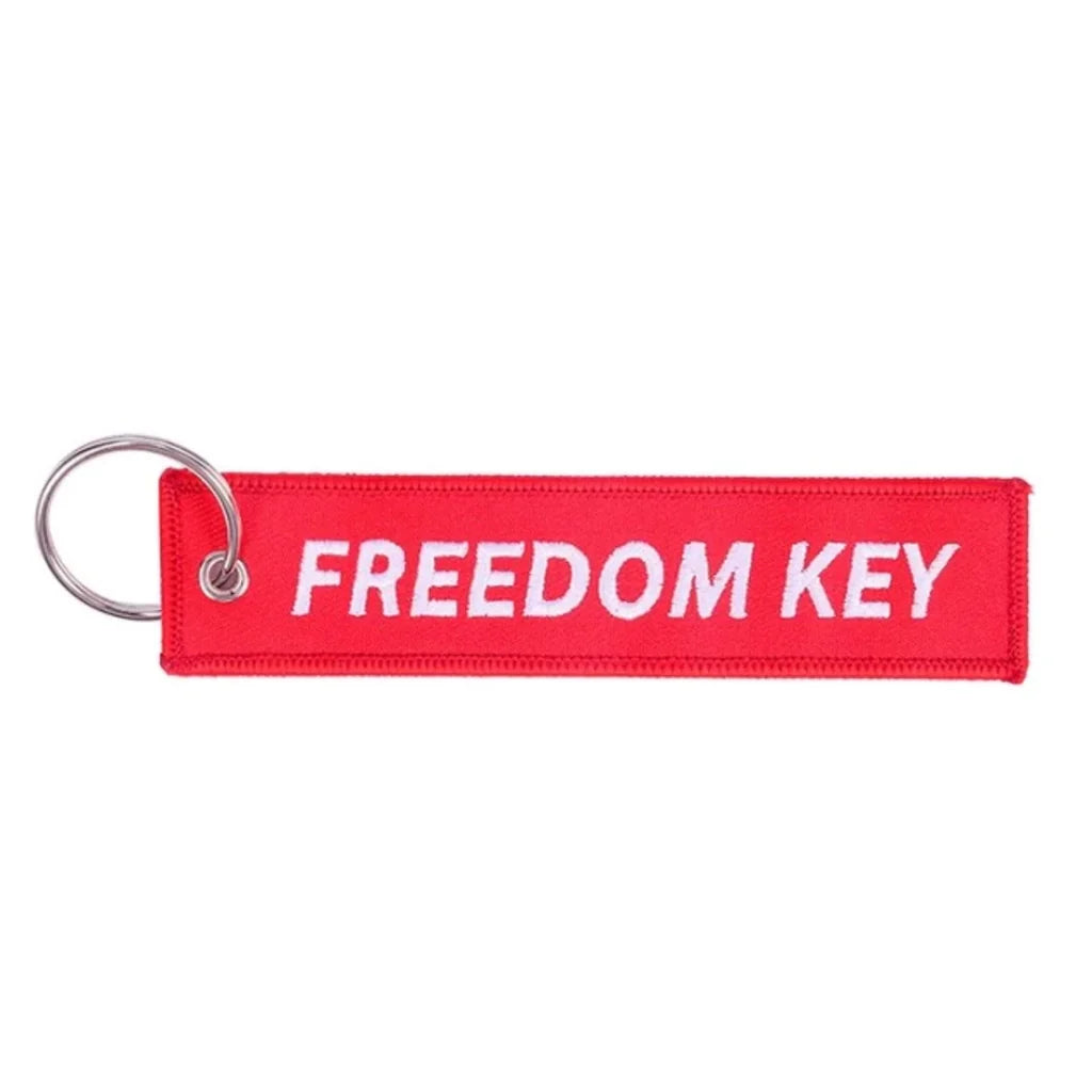 Freedom Key aviation fashion key chain in polished metal.