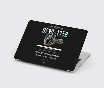 GE90-115B design on black MacBook case