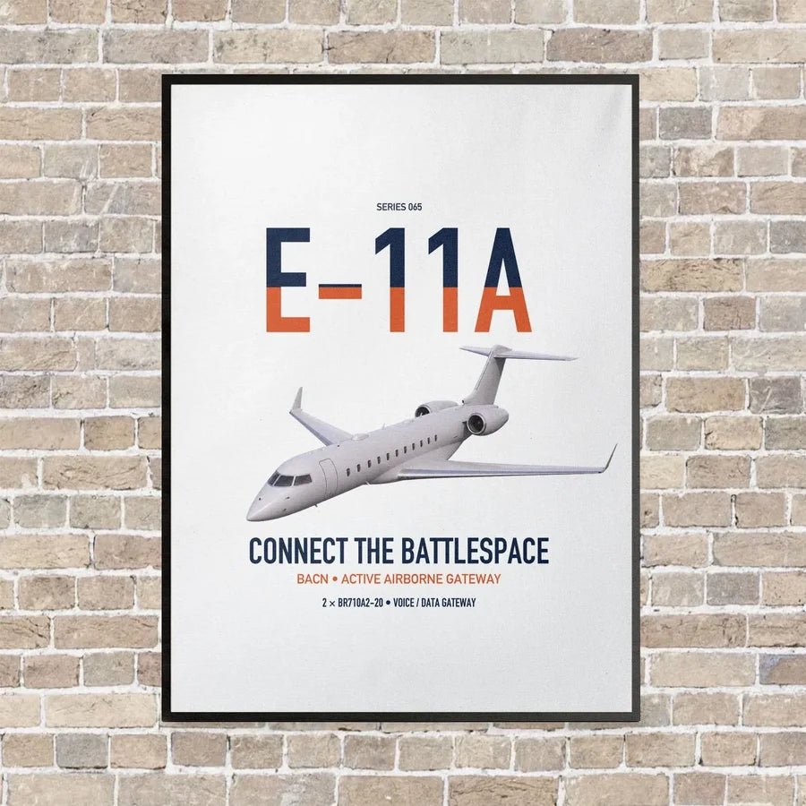 E-11A BACN vertical canvas print - framed - white background