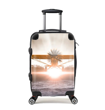 Graphical Propeller Cabin Size aviation print luggage, durable shell.