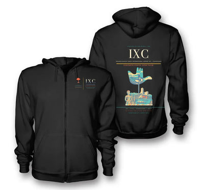 Chandigarh Airport (IXC) design on black premium zipped hoodie
