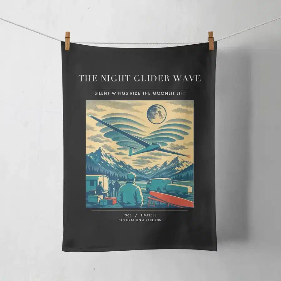 VINTAGE G4473 - The Night Glider Wave - Designed Towels design on black