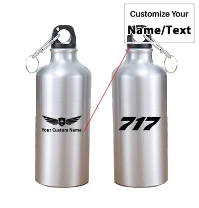Boeing 717 Flat Text aviation design on thermos, vacuum-insulated.