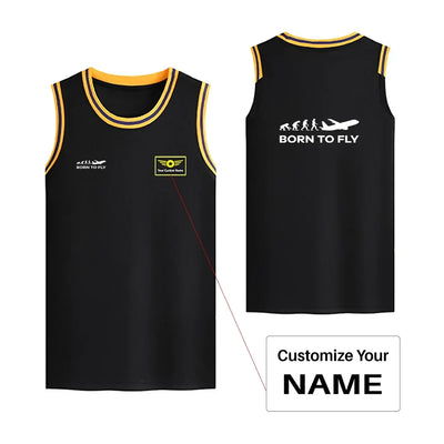 Born To Fly Basketball Style Sports aviation design printed on quick-dry breathable fabric men's sport tank top.