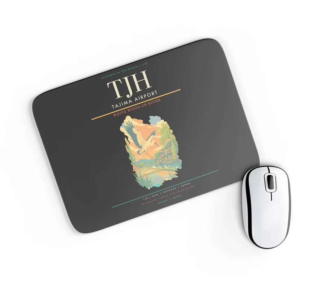 Tajima Airport (TJH) design on black rectangle mouse pad