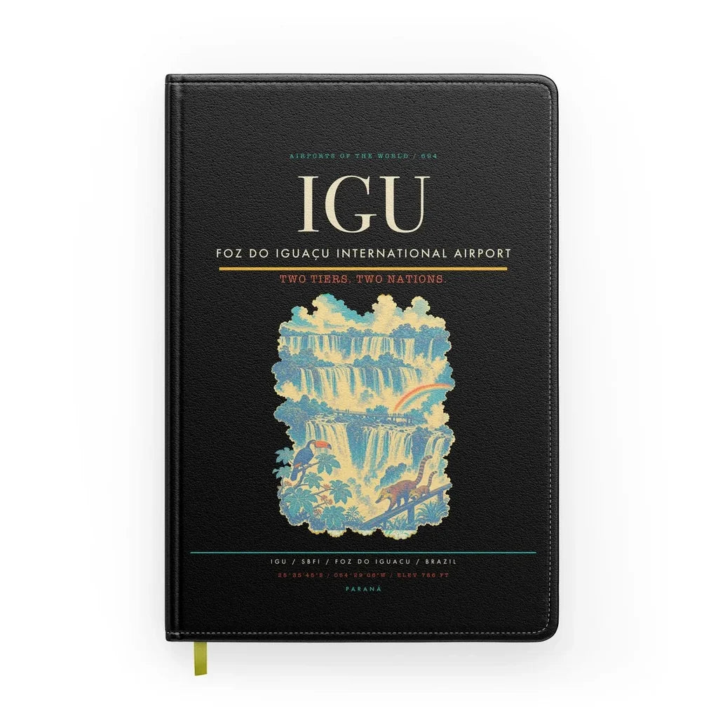 Foz do Iguaçu International Airport (IGU) design on black notebook