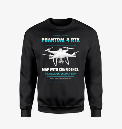 DJI Phantom 4 RTK design on black sweatshirt