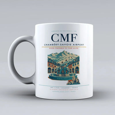 Chambéry-Savoie Airport (CMF) airport code design on white ceramic mug