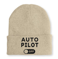 Thumbnail for Auto Pilot Off Embroidered aviation embroidery on soft knit fabric beanie.