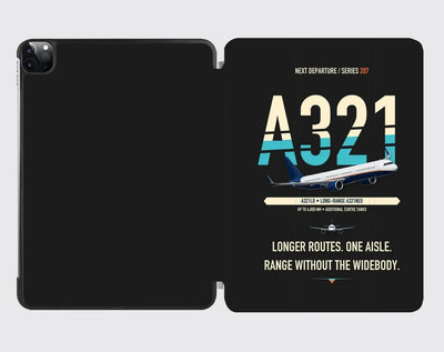 Airbus A321LR design on black ipad tablet case