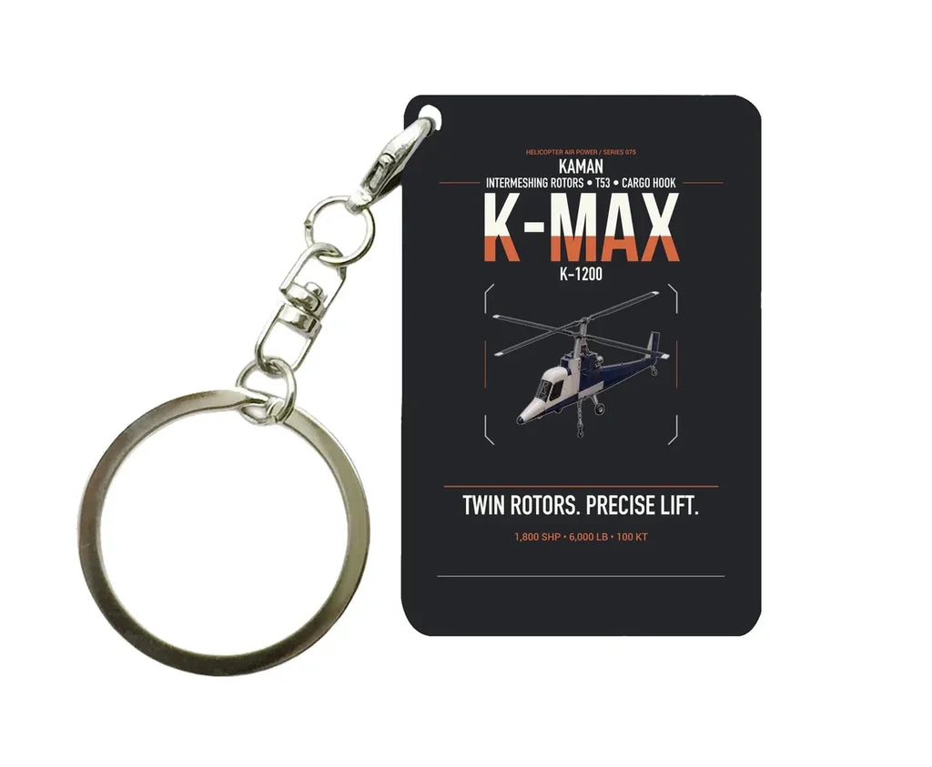 Kaman K-1200 K-MAX design on black designed key chain, double-side print