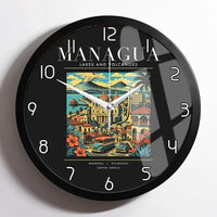 Thumbnail for MANAGUA - Poster - Wall Clock Framed - Black