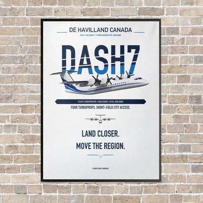 de Havilland Canada DHC-7-102 Dash 7 vertical canvas print - framed - white background