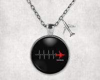 Thumbnail for Side view of Aviation Heartbeats aviation necklace in stainless steel, polished finish.