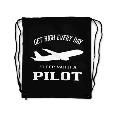 Get High Every Day Sleep With A aviation design drawstring bag, lightweight polyester construction.