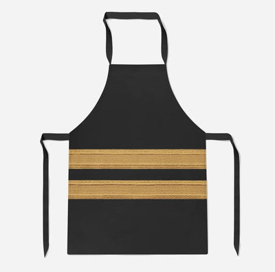Pilot Epaulette 2 Lines aviation design on durable cotton blend kitchen apron.