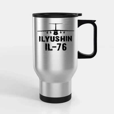 ILyushin IL-76 & Plane Travel Mugs (With Holder) aviation design on travel mug with holder, insulated double-wall with car-cu.
