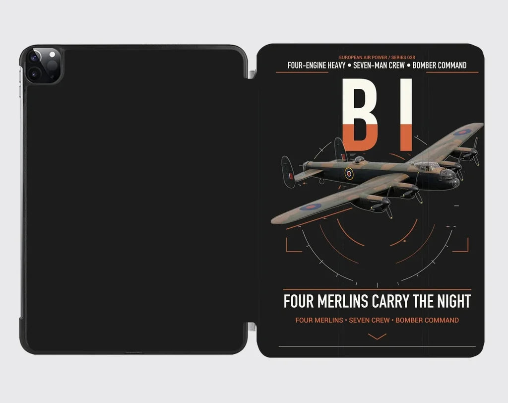 Avro Lancaster B I design on black ipad tablet case