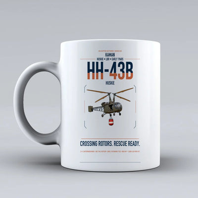 Kaman HH-43B Huskie design on white ceramic mug, double-side print