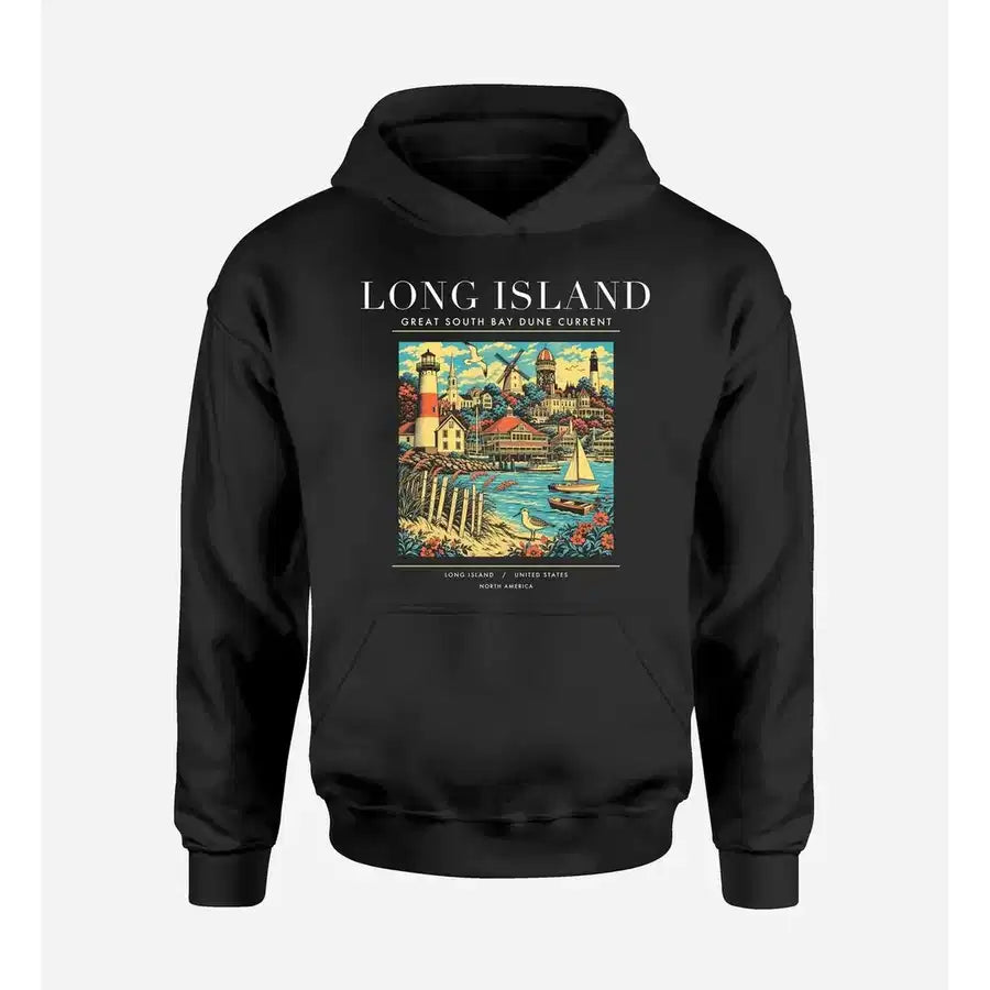 LONG ISLAND - Poster - Premium Hoodie - Black