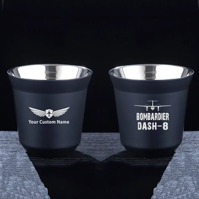 Bombardier Dash-8 & Plane aviation design on double-wall coffee mug, vacuum-insulated double-wall.