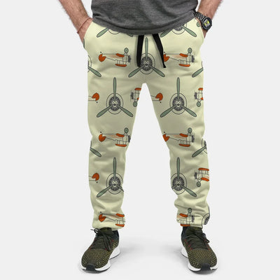 Vintage Old aviation design on soft cotton blend 3D-printed sweatpants.