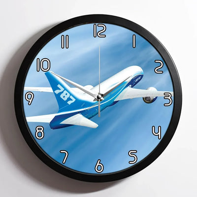 Beautiful Painting of Boeing 787 Dreamliner aviation design on premium wood and metal wall clock.