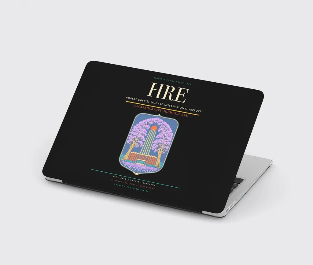 Robert Gabriel Mugabe International Airport (HRE) design on black MacBook case