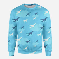 Thumbnail for Cool & Super Airplanes aviation design printed on soft cotton blend 3D sweatshirt.